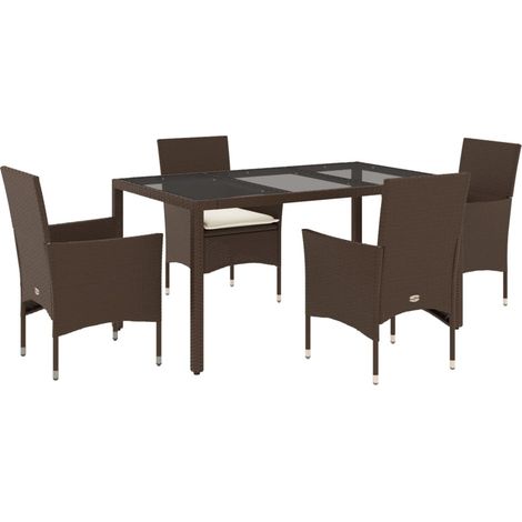 Maison Exclusive - 5-tlg. Garten-Essgruppe mit Kissen Braun Poly