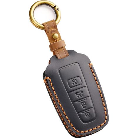 Funda de cuero genuino para llave de 4 botones para Toyota RAV4 Highlander Camry C-HR Avalon Corolla 4Runner Mirai Prius 2018-2025 (negra)