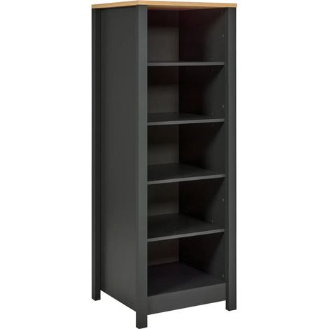 Mobile Scaffale Cucina Aperto 4 Ripiani Regolabili Antracite Rovere (1/5)
