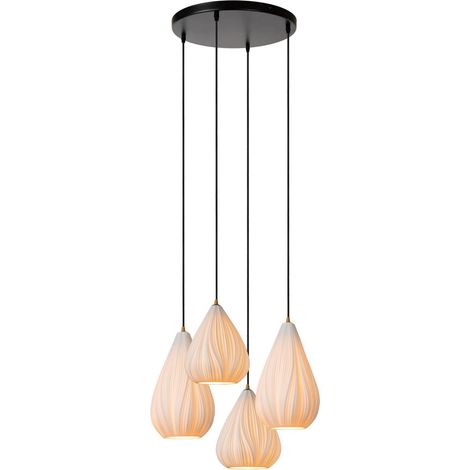 Suspension Led 4xE27 porcelaine blanche - Lucide - Cinzia (1/5)
