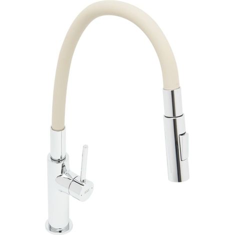 Swiss Aqua Technologies – Mitigeur de cuisine 2 jets SATBSD290BE2F – Bec flexible silicone 60 cm – Aérateur Neoperl® – Cartouche en céramique beige/chrome (1/5)