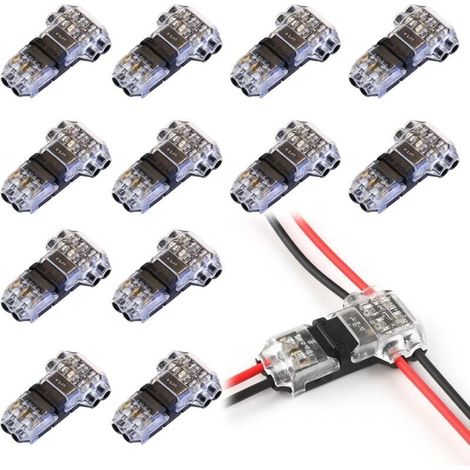 12 Pcs Connecteur Electrique, Connecteurs de Dérivation, Connecteurs 3 Voies 2 Broches pour Applications Automobiles, Tension à Crochet en T, Sans Soudure, Étanches, pour Câbles Électriques 2 (1/5)