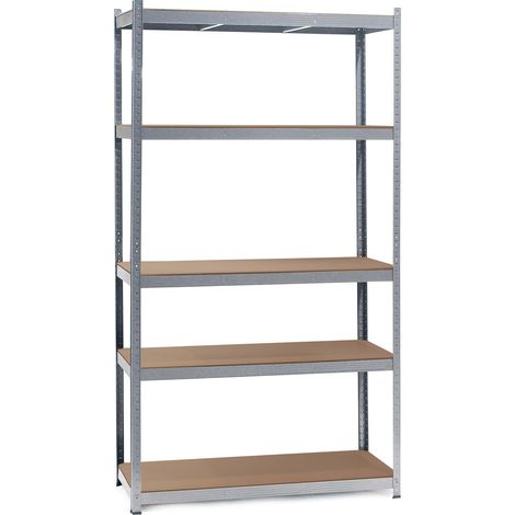 Wiltec Scaffale per carichi pesanti zincato 100x60x200cm Scaffale a incastro 5 ripiani 200kg/piano (1/5)