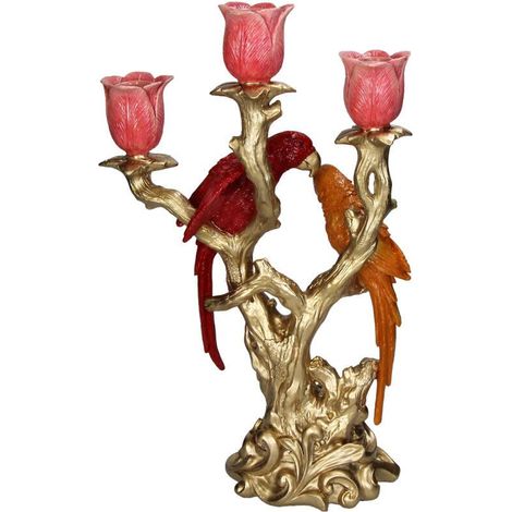 Bougeoir Décoratif en Forme d'Oiseau en Polyrésine Multicolore - 23 x 12 x 37,5 cm - PANGIVO (1/5)