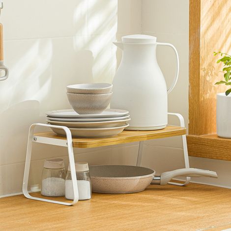 Étagère de rangement pour armoire de cuisine Nagawa, cloison d'armoire de style japonais, organisateur empilable à plusieurs niveaux, solution de rangement pour comptoir, cadre en fer, étagère d'armoi (1/5)