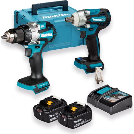Makita DLX2533TJ kit taladro atornillador DDF489 y llave de impacto DTW300