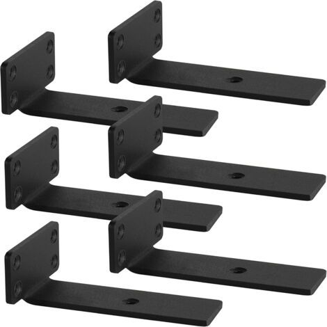 royaluxe-6 supports d'étagère de 15 cm, noirs, supports d'étagère murale avec vis et ancrages assortis, capacité de charge maximale de 75 kg, adaptés à la cuisine, au salon, aux toilettes, etc.