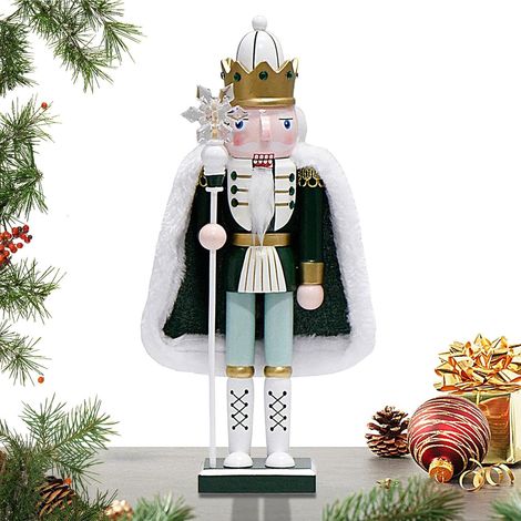 Décoration casse-noisette en bois Roi avec flocon de neige Statue de Noël Casse-noisette de 30,5 cm pour intérieur ou extérieur commercial pièce d'art décoration saisonnière charmante pièce (1/5)