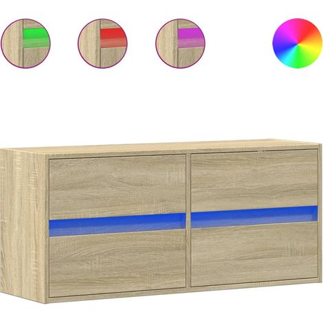 vidaXL Mueble de TV de pared con luces LED roble Sonoma 100x31x45 cm (1/2)