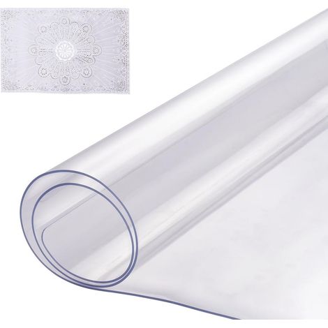 PVC Transparent 1,5 mm Nappe Rectangulaire Film Protecteur Imperméable Découpable pour Bureau Cuisine 35,6x61 cm (1/5)