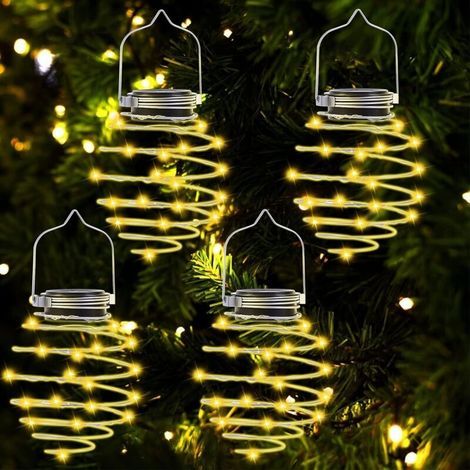 Lanterne Solaire Exterieur Jardin,4 Pièces 80 Lumières Spirales Solaires LED Lampe Solaire en Métal Suspendue Lanterne Solaire étanche IP65 Pour Jardin,Terrasse,Véranda,Trottoir,fête d'anniversaire (1/5)