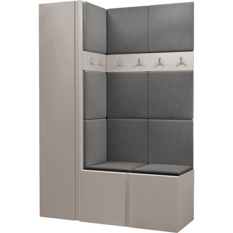 Conjunto para recibidor Pinis IX, Manila 16, 186x124x46cm, Aglomerado laminado, Tapiz, Colocada, Montada en la pared