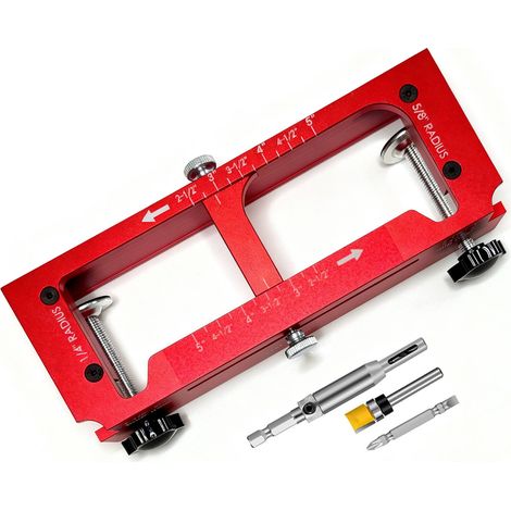 Gabarit de perçage pour charnière de porte, guide ajustable pour défonceuse, mortaise 6,35 à 12,7 cm, rayons 6,35 et 15,87 mm (1/5)