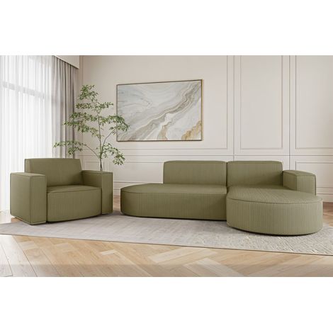 Sofa Set 2-teilig Sessel und Ecksofa PALMA XS Stoff Scala Kiwi Ottomane Rechts (1/3)