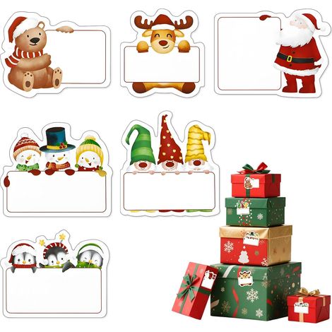 CCYKXA  60pcs Etiquette Cadeau Noel - 3 Feuilles Autocollant Noel Étiquettes Cadeaux pour Étiquetage, Adhésif pour Decoration Emballage Carte Enveloppe Cadeau