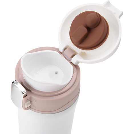 Bouteille isotherme en acier inoxydable 350 ml, thermos, pour voyage, café ou thé (blanche) (1/5)