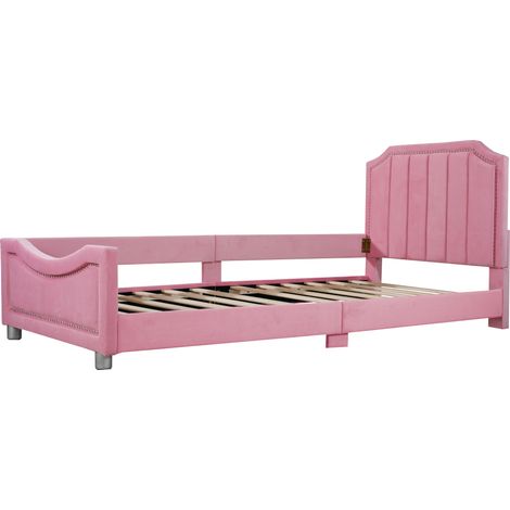 Gepolstertes Kinderbett 90 x 200 cm in Rosa mit Lattenrost (1/5)
