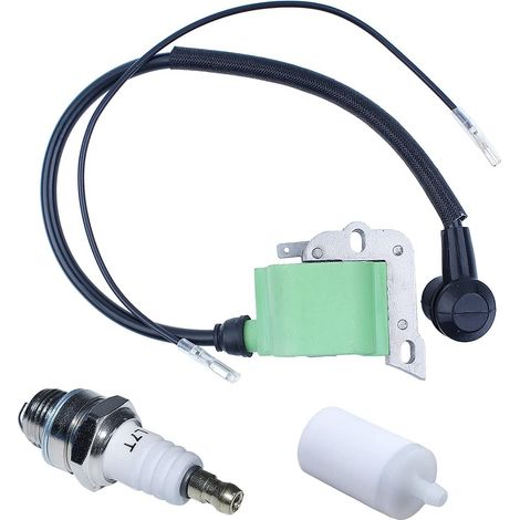 Module de bobine d'allumage pour Husqvarna 48 50 240R 245R 250PS 250R 252RX 257 261 Tronçonneuse de remplacement 503 90 17-01 544 01 88-01 503901701 544018801 avec bougie et interrupteur On-Off (1/5)