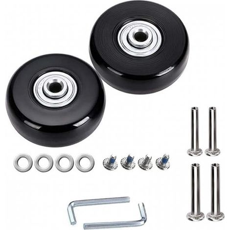 Set mit 2 Ersatzrollen 45 mm x 18 mm für Koffer, Gepäck, Kofferrollen, Ersatzrollen für Koffer, Gepäck, Koffer, Ersatzrollen