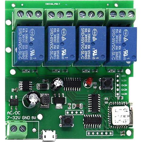 Smart Télécommande sans fil Module universel 4 canaux DC 5 V 12 V 32 V WiFi Interrupteur minuterie téléphone APP Contrôle à distance Support Contrôle vocal pour (1/5)