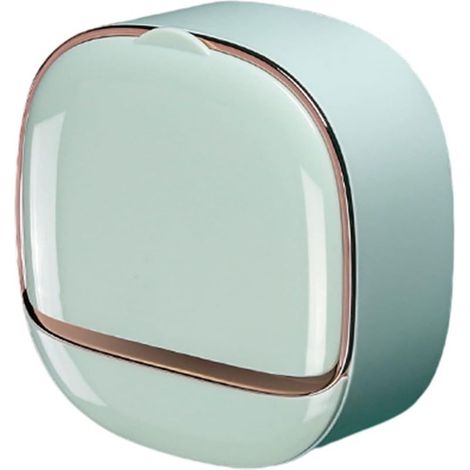 Light Green - 1 Piece Bathroom Wallmounted Soap Dish, Shower Soap Holder with Hinged Lid Waterproof Shower Soap Dish, Self Draining Scandinavian Soap Dish Bathroom Kitchen Saver (1/5)