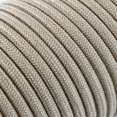 Fil Électrique Tissu Beige sable 3x0,75mm² - Câble Électrique Textile de Qualité