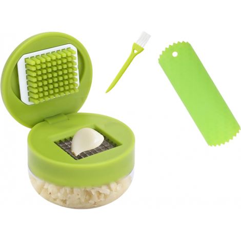 BEBUSINGOTO Set de Presses Ail, Presse-ail Manuel, avec Outil Éplucheur en Silicone et Brosse de Nettoyage, Lames en Acier Inoxydable Alimentaire, Écrase l'Ail et le Gingembre Sans Effort (1/5)
