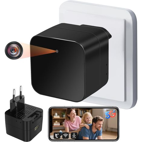 Caméra Espion WiFi, Mini Camera Cachée sans Fil, Micro Camera Espion Chargeur USB Discrete a Diatance 1080P HD Détection de Mouvement Caméra de Surveillance APP Contrôle (1/5)