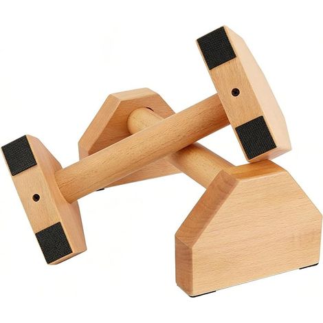 Wooden push-up handles, pack of 2 x 25cm push-up bars, ergonomic handles for handstands, non-slip push-up bars, home fitness equipment for calisthenics, etc. (1/5)