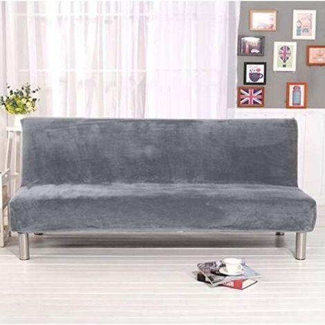 Housse de Canapé-lit - Couleur Solide Gris - Élastique - Taille 180-210cm (1/4)