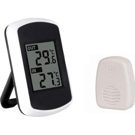 Thermomètre sans fil pour une utilisation intérieure et extérieure, portée de transmission jusqu'à 100 mètres, mesure précise, avec écran LCD numérique clair (1/5)