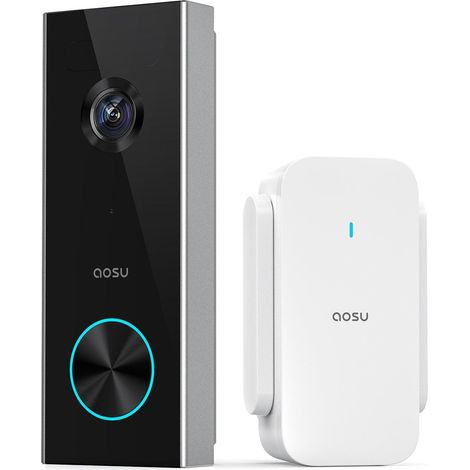 Aosu – Interphone vidéo Wi-Fi 2K avec détection humaine – Angle de vue 166° – Autonomie 180 jours – Installation sans câblage - Y145933