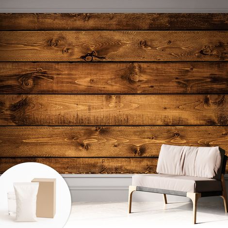 Papier peint avec colle pour décoration moderne de salon chambre à coucher cuisine et bureau Facile Planches de bois 312x219 cm (1/5)