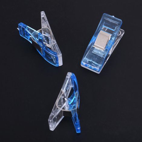 Lot de 20 pinces en plastique pour couture, quilting, tricot, maintien de tissu et patchwork - Serre-joints de bricolage bleus (1/5)