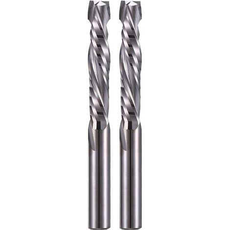 Lntyq – Lot de 2 fraises hélicoïdales de compression 6 mm – Tige 6 mm – Longueur de coupe 32 mm – Pour bois dur et acrylique – Haute précision CNC (1/5)