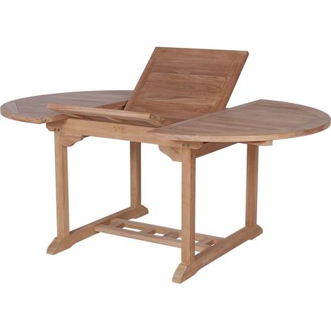 Table ronde extensible extérieur en teck massif Ø120/180cm - 180x180x75 cm - Kayu Meuble (1/5)