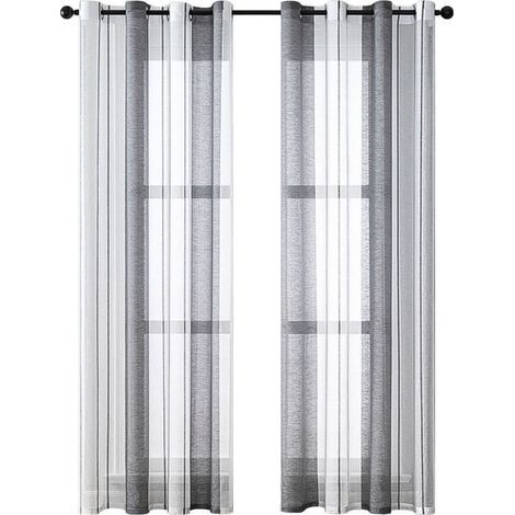 Rideaux Transparents à Oillets - Voile à Rayures - Rideau Décoratif