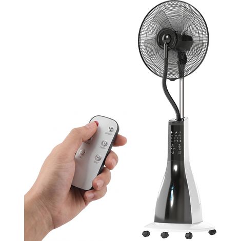 HOMCOM Ventilatore con Nebulizzatore, 3 Modalità e 3 Velocità Bianco e Nero