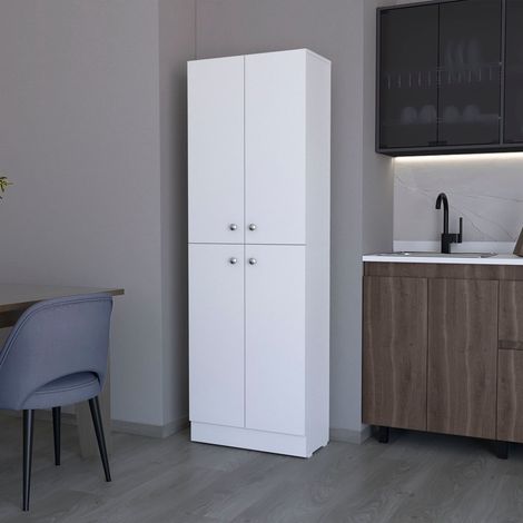TUHOME Gabinete de Despensa Cameron con 4 Puertas y 5 Estantes Ocultos, Blanco 180,6cm (alto) x 60cm (ancho) x 30cm (profundidad). (1/5)