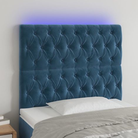 Cabecero con luces LED terciopelo azul oscuro 100x7x118/128 cm vidaXL (1/5)