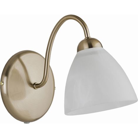 Applique murale patine dorée verre blanc ARIEL E27 15W (1/3)