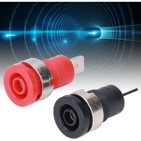Bloc de bornes de sécurité en cuivre pur en forme de boucle, prise banane 4 mm, trou de montage, bloc de bornes de mise à la terre 12 mm, rouge et noir, vendu par lots de 10. (1/5)