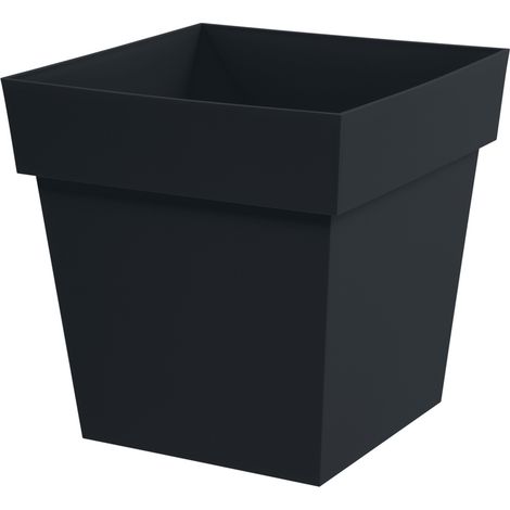 EDA – Pot de fleur carré Toscane 39 x 39 cm – Anthracite – Polypropylène résistant aux UV et gel – Contenance 38 L – Fabrication française