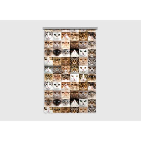 Cats, rideau imprimés visage de chats 140x245 cm, 1 pièce (1/5)