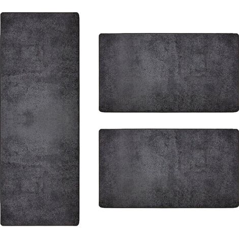Descente de lit Sundae Gris anthracite 77 1 tapis 67 x 330 cm + 2 tapis 67 x 130 cm