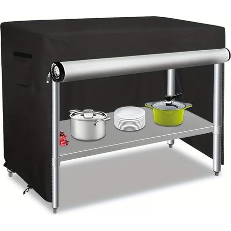 Housse Barbecue - Tissu Oxford Imperméable UV Résistant - Pour Chariot Plancha Extérieur - 122 x 76 x 90 cm - 1 Pièce