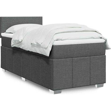 Cama box spring con colchón tela gris oscuro 80x200 cm vidaXL (1/5)