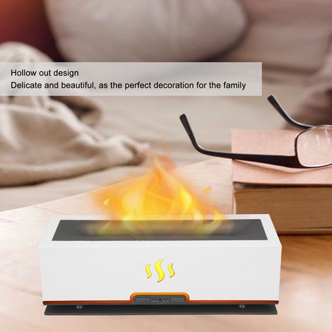 Diffuseur d'arômes à effet flamme avec lampe LED intelligente ajourée, humidificateur et diffuseur d'huiles essentielles, 100-240 V, blanc, prise européenne (1/5)