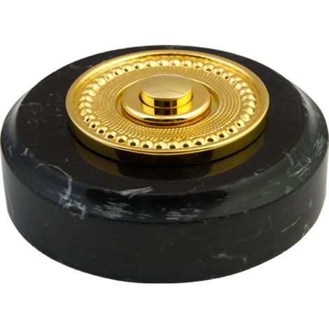 Sonnette Toulouse filaire marbre noir collerette perlée laiton