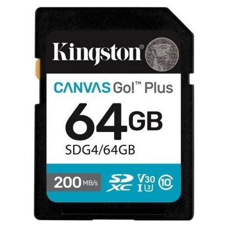 Kingston Technology 64GB SDXC Canvas Go Plus Gen4 200MB/s C10 UHS-I U3 V30